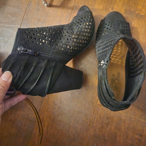 Jessica Cline Shoes - Jessica Cline Black Booties Open Toe 6.5